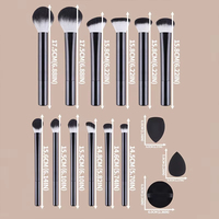 Ensemble de pinceaux de maquillage professionnel YRX, grand format, pour fards à paupières et blush, 12 pièces, avec virole en aluminium et poils synthétiques