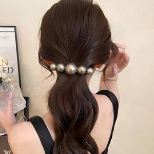 <span class=keywords><strong>Barrette</strong></span> à cheveux pour femmes, style mode, avec grande <span class=keywords><strong>perle</strong></span> rouge et pince à ressort pour queue de cheval - Product Image 6