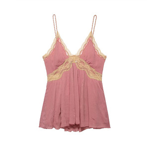 ZATRHMBM Novedades Verano 2026: Elegante Camisola <span class=keywords><strong>Estilo</strong></span> Bralette <span class=keywords><strong>con</strong></span> Encaje, Cuello en V Retro, Sin Mangas, Top Casual para Mujer - Product Image 1