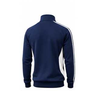 เสื้อแจ็คเก็ตแทร็คแบบซิปเต็มตัว สีกรมท่า พิมพ์ลาย  สำหรับทุกเพศ  พร้อมโลโก้ด้านหน้า ดีไซน์สปอร์ต พรีเมียม สำหรับวัยรุ่น ใส่ได้ในช่วงฤดูใบไม้ร่วง - Product Image 3