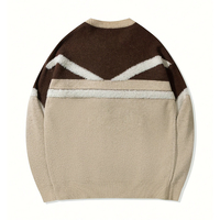 Pull en tricot à col rond pour homme, design color block épais d'hiver, motif de lettres, logo sur le devant, 42% acrylique, 28% polyamide, 30%