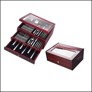 Juego de <span class=keywords><strong>Cubiertos</strong></span> de Acero Inoxidable de 125 Piezas, <span class=keywords><strong>Cubiertos</strong></span> Plateados, Cucharas, Tenedores y Cuchillos, <span class=keywords><strong>Estuche</strong></span> de Madera <span class=keywords><strong>para</strong></span> Fiestas y Bodas - Product Image 3