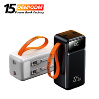 Power Bank 50000mAh Terlaris, Fast Charger dengan Kabel Built-in, Output 22.5W, Senter LED Portabel