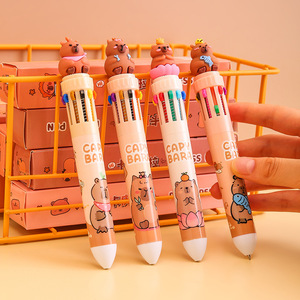 Stylo bille Kapibala 10 couleurs, type à pression, multifonction, papeterie pour étudiants, design mignon de dessin animé - Product Image 3