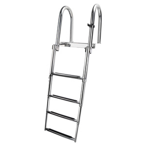 Escalera para barco de acero inoxidable, plegable de 4 peldaños, para acceso al cubierta del barco - Product Image 1