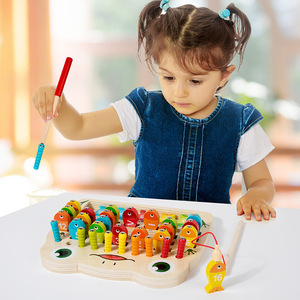 2025 nuevo juego magnético de madera para gatitos, pesca de insectos, juego interactivo cognitivo para jardín de infantes, juguete para bebés, caja de seguridad - Product Image 1