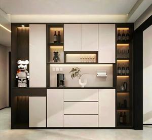 Buffet en bois massif de luxe léger avec porte en verre, armoire de rangement pour vaisselle avec tiroir pour salle à manger - Product Image 2