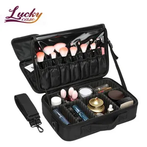 Grote Professionele Make-Up Tas Ontwerp 3 Layer Waterdichte Reizen Cosmetica Trein Case Met Verstelbare Verdelers Aangepaste Grootte