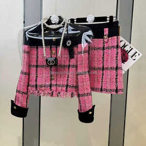 Traje <span class=keywords><strong>de</strong></span> tweed a cuadros <span class=keywords><strong>de</strong></span> dos piezas para <span class=keywords><strong>mujer</strong></span>, <span class=keywords><strong>chaqueta</strong></span> <span class=keywords><strong>de</strong></span> manga larga <span class=keywords><strong>con</strong></span> <span class=keywords><strong>falda</strong></span>, conjunto <span class=keywords><strong>de</strong></span> <span class=keywords><strong>Chaqueta</strong></span> corta y <span class=keywords><strong>falda</strong></span> <span class=keywords><strong>de</strong></span> moda <span class=keywords><strong>de</strong></span> invierno - Product Image 2