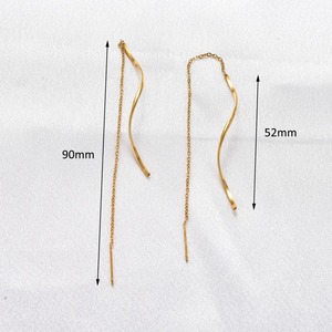 Boucles d'oreilles pendantes é<span class=keywords><strong>l</strong></span>égantes en acier inoxydable avec longues pampilles pour femmes, couleur or, accessoires <span class=keywords><strong>de</strong></span> bijoux en métal pour <span class=keywords><strong>piercing</strong></span> d'<span class=keywords><strong>oreille</strong></span> - Product Image 2