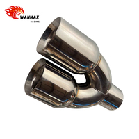 Embouts d'échappement universels en acier inoxydable, double paroi en Y, poli miroir, diamètre intérieur 2,5 pouces, diamètre extérieur 3 pouces, longueur 9,5 pouces pour voitures