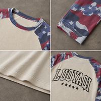 T-shirt à manches longues raglan camouflage personnalisé en coton épais pour homme, motif camouflage vintage streetwear imprimé effet vieilli