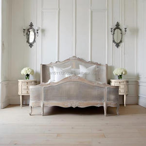 French Provincial Vintage XV Rattan <b>Bed</b> Frame Solid Wood With <b>Queen</b>/King <b>Size</b> Bed2 French Design Elegant and Timeless Style for - Product Image 5