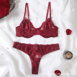 Culotte string femme sexy en soie glacée, style européen et américain, dentelle unie, dos ajouré croisé, taille basse - Product Image 4
