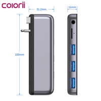 Colorii DC8 Pembaca Kartu SD Mikro, Jack Earphone 3.5Mm dengan Mikrofon HUB Tipe C untuk Macbook Pro 2021 M1 Pro Max