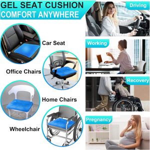 <span class=keywords><strong>Coussin</strong></span> de siège orthopédique carré personnalisable Cellthermo pour chaise de bureau, avec support en TPE et gel rafraîchissant pour soulager le coccyx et le stress - Product Image 4