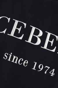 T-shirt en coton avec logo noir Iceberg de grande qualité Logo blanc contrasté brodé sur la poitrine - Product Image 3