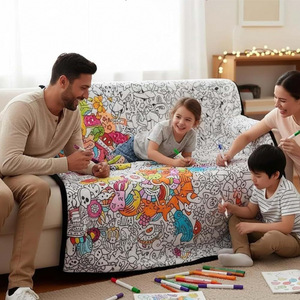 Anma Cross-border Exclusive Hand-painted Winter DIY Coloring <b>Sleep</b> <b>Blanket</b> 100% Polyester Space Style 120x150cm Customizable - Product Image 2