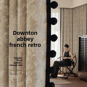 Cortinas Opacas de Chenilla Jacquard Estilo Francés Vintage con Diseño de Plantas y Alto Nivel de Oscurecimiento, Estilo <span class=keywords><strong>Downton</strong></span> Abbey para Dormitorio - Product Image 1