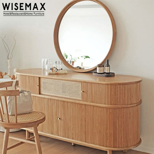 WISEMAX FURNITURE Luxury Retro Hotel Furniture Ash Wood Frame Rattan Sliding Door <strong>Sideboard</strong> Cabinet <strong>for</strong> <strong>Kitchen</strong> Living Room - Product Image 4