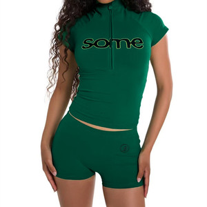 Completo Set Estivo 2026: Nuovo Completo Yoga con Top a Mezza Zip a Maniche Corte e Pantaloncini - Abbigliamento Sportivo da Palestra e Fitness per <span class=keywords><strong>Donna</strong></span> - Product Image 4