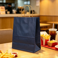 Sac en papier kraft brun imprimé avec logo personnalisé, poignée torsadée, écologique, recyclable, de qualité alimentaire, pour emballages de plats à emporter des restaurants