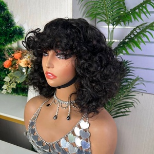Bouncy Curly <b>Human</b> Hair <b>Wigs</b> With Bangs Fumi Curls Short Bob Egg Curls Glueless Full Machine Made <b>Wigs</b> for Women - Product Image 6