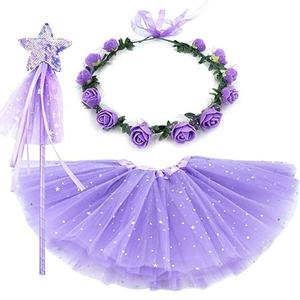 Ensemble 3 pièces de jupe tutu de princesse, baguette magique et couronne pour enfants, doré rose, baguette de fée en tissu fait main, pour remise de diplôme et Ramadan, vente en gros - Product Image 3