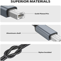 Cable de Impresora USB 2.0, USB-A a USB-B, Cable de Impresora Personalizado de Fábrica, 1m 1.5m 2m 3m 5m 10m, Cable de Impresora Trenzado de Nailon, USB 2.0