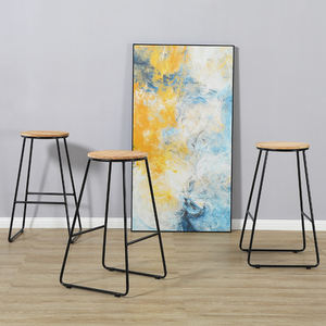 Chaises de salle à manger personnalisées modernes nordiques siège en <span class=keywords><strong>bois</strong></span> de <span class=keywords><strong>haute</strong></span> qualité jambe en métal pour tabouret de Bar de Restaurant de parc de Bar à la maison - Product Image 6
