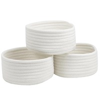 Paniers de rangement ronds en jacinthe d'eau blanche tressée, petits bacs organisateurs, lot de 2 pour la chambre d'enfant et l'étagère de la salle de bain