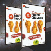 Afficheur de menu de restaurant ultra fin A1 A2 avec éclairage LED, cadre en aluminium, boîte à lumière en verre LED