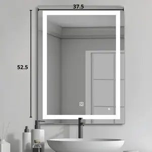 Espejo de Pared LED Táctil para Baño o Vestidor, 3 Luces, Rectangular con Marco - Product Image 2