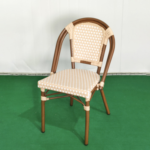 Bộ bàn ghế ngoài trời kiểu Pháp, ghế mây nhựa giả mây, bàn ăn bằng nhôm cho quán cà phê, nhà hàng, sân vườn - Product Image 3