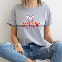 Stiker Transfer Panas DTF Motif Bunga Telur Kelinci Paskah Leopard Coquette Anak-anak, Dapat Dicuci, Siap Dipres untuk Hoodie