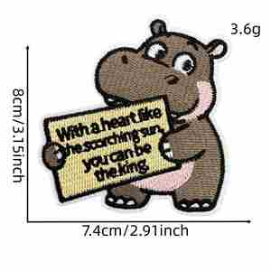 Nouvelle écusson brodée thermocollante avec animaux de dessin animé et mots inspirants en anglais pour vêtements et réparation de bagages - Product Image 4
