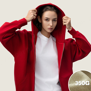 เสื้อฮู้ดมีซิปเต็มตัวทรงโอเวอร์ไซส์ผ้าฟลีซแขนยาวแบบสวมหัวเสื้อมีฮู้ดแบบหนาสำหรับผู้ชายและผู้หญิง - Product Image 4