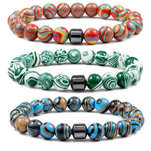 Bracelet extensible en perles de lave naturelle avec breloques magnétiques de 8 mm, personnalisable, vente en gros, pour couple - Meilleures ventes - Product Image 5