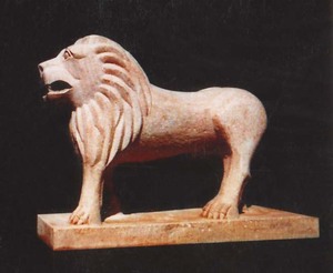 Statue de lion en grès, sculpture décorative majestueuse faite à la main pour jardin, maison ou bureau, produits de jardin en pierre - Product Image 2