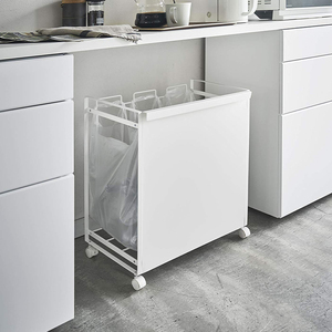 Nuevo suelo de cocina de acero implícito con ruedas, estante para cubo de basura, bolsa de basura para sala de estar, estante colgante para carrito, soporte de clasificación de basura - Product Image 1