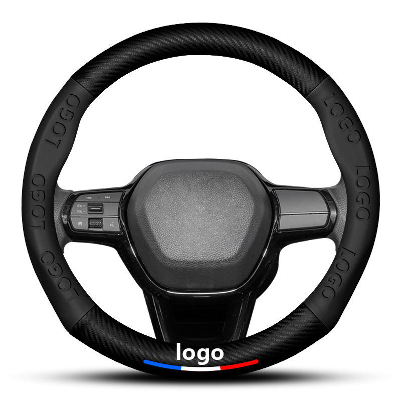 Shining Wheat Black Genuine Leather White Thread Car Steering Wheel Cover For Ma - Foto 14