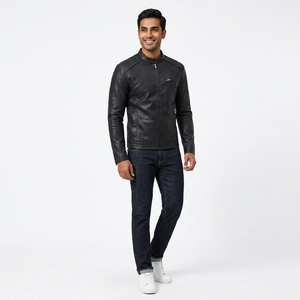 Men's Versatile Washable Leather Coat with <b>Stand</b>-Up Collar Cozy jacket for men - Product Image 1