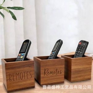 Caja de almacenamiento de madera para control remoto, organizador cuadrado de madera maciza sin tapa para sala de estar - Product Image 3