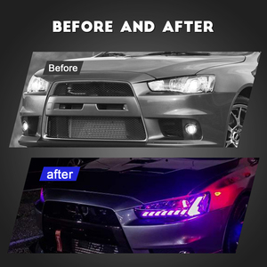 HCMOTIONZ RGB Start up Animation Sequential Lamps <span class=keywords><strong>12V</strong></span> 6000K LED Headlights Mitsubishi Lancer 2008-2017 Demon Eyes - Product Image 2