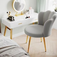 Chaise de maquillage en métal, confortable pour une longue assise, avec dossier simple, tabouret de manucure de luxe léger pour chambre à coucher et coiffeuse