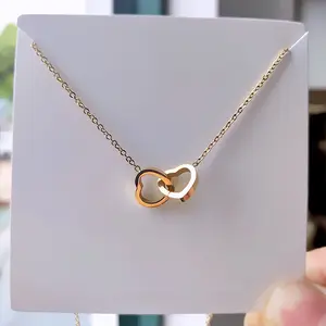 Bijoux en acier inoxydable pour femmes, collier avec pendentif en forme de cœur