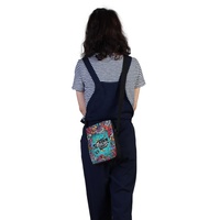 Tas Selempang Unicorn Lucu Unisex, Tahan Lama, Portable, dengan Ritsleting, Hiasan Huruf dan Bunga