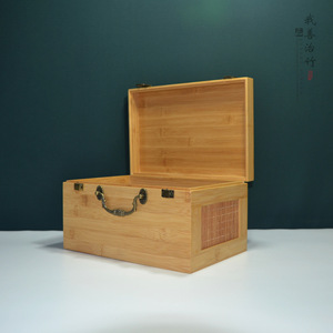 Bamboo <b>Box</b> Rectangle Custom Made Wood Material General Packaging With Handle For Tea <b>Coffee</b> <b>Gift</b> Storage - Product Image 3