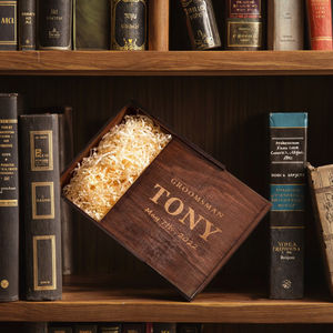 Boîte-cadeau de garçons d'honneur <span class=keywords><strong>en</strong></span> <span class=keywords><strong>bois</strong></span> personnalisable moderne debout meilleur homme présent souvenir mallette de rangement pour les propositions de mariage personnalisées - Product Image 6