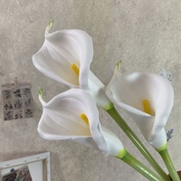 Fleur artificielle Calla Lily en PU, grande branche, blanche, pour décoration de mariage, accessoires de photographie extérieure, qualité export, pour la maison